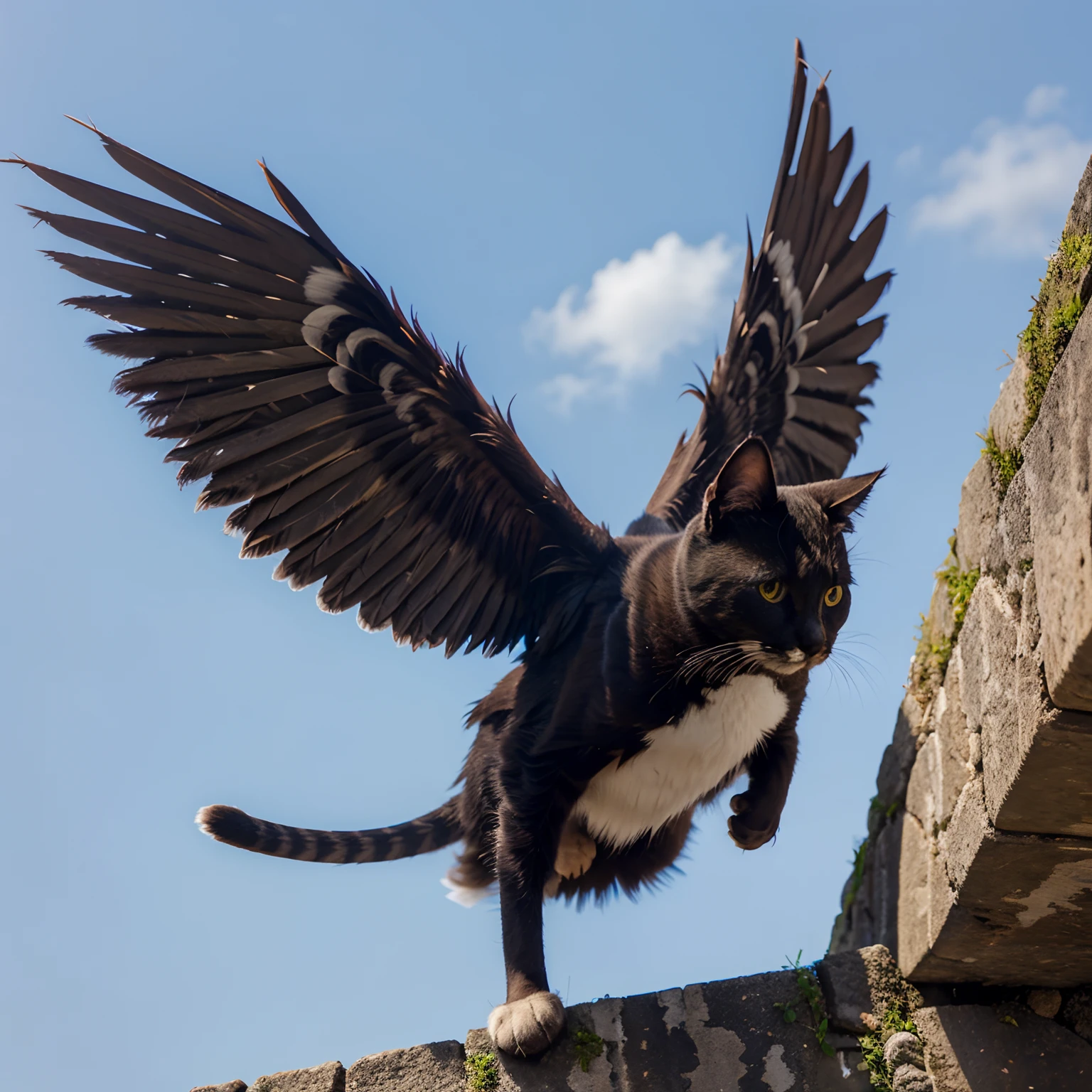 Cat bird, wings, flying