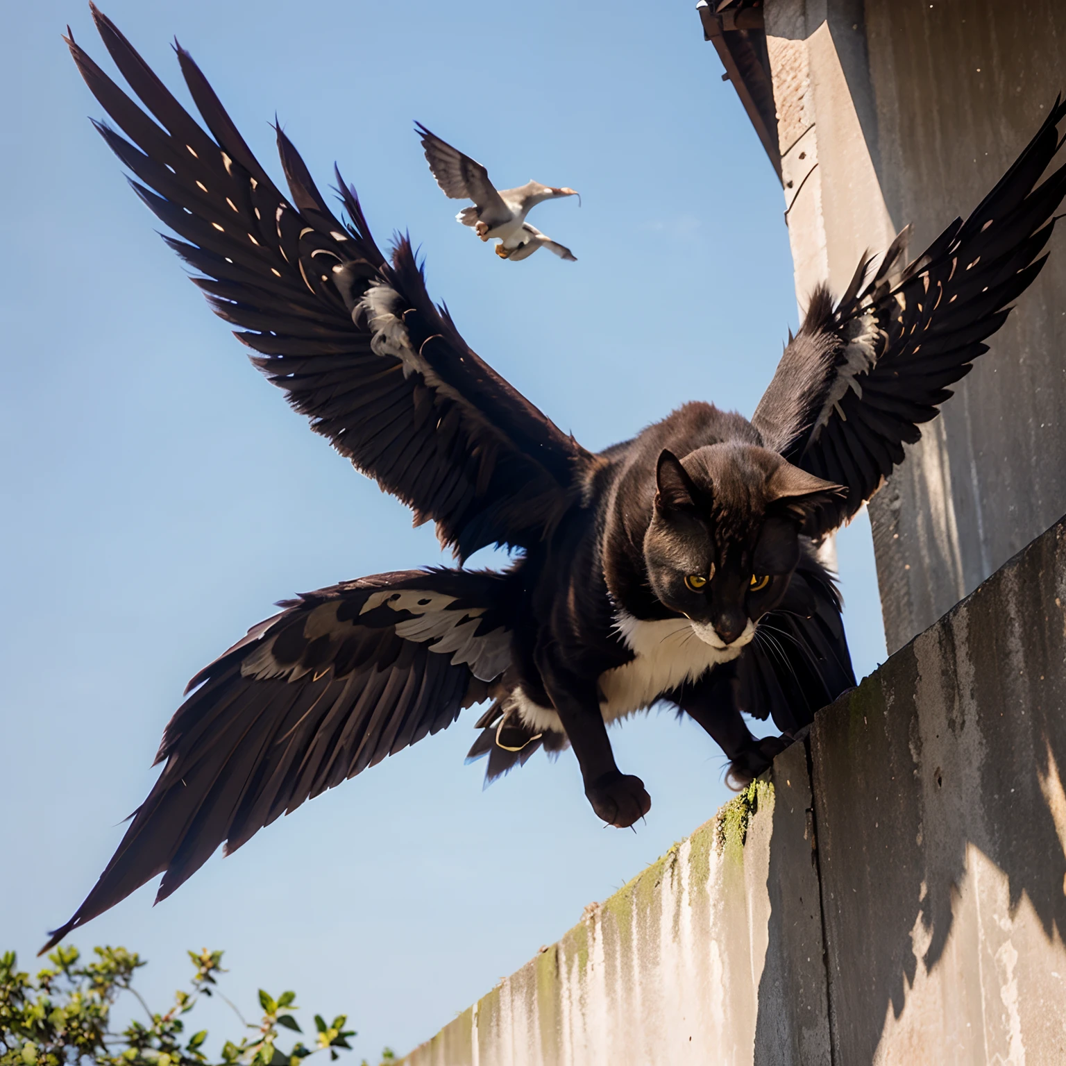 Cat bird, wings, flying