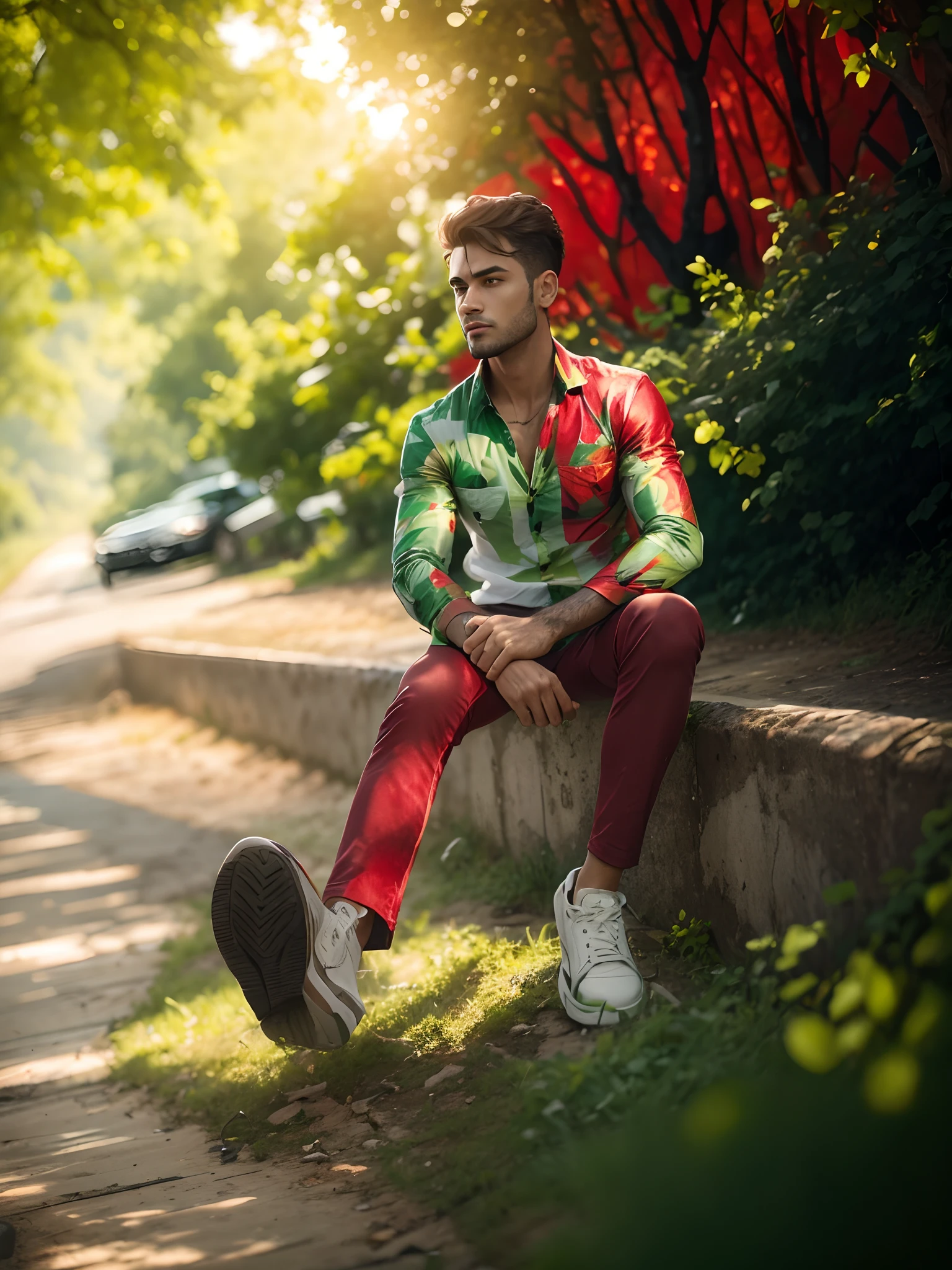 Green Red mixed colours shirt