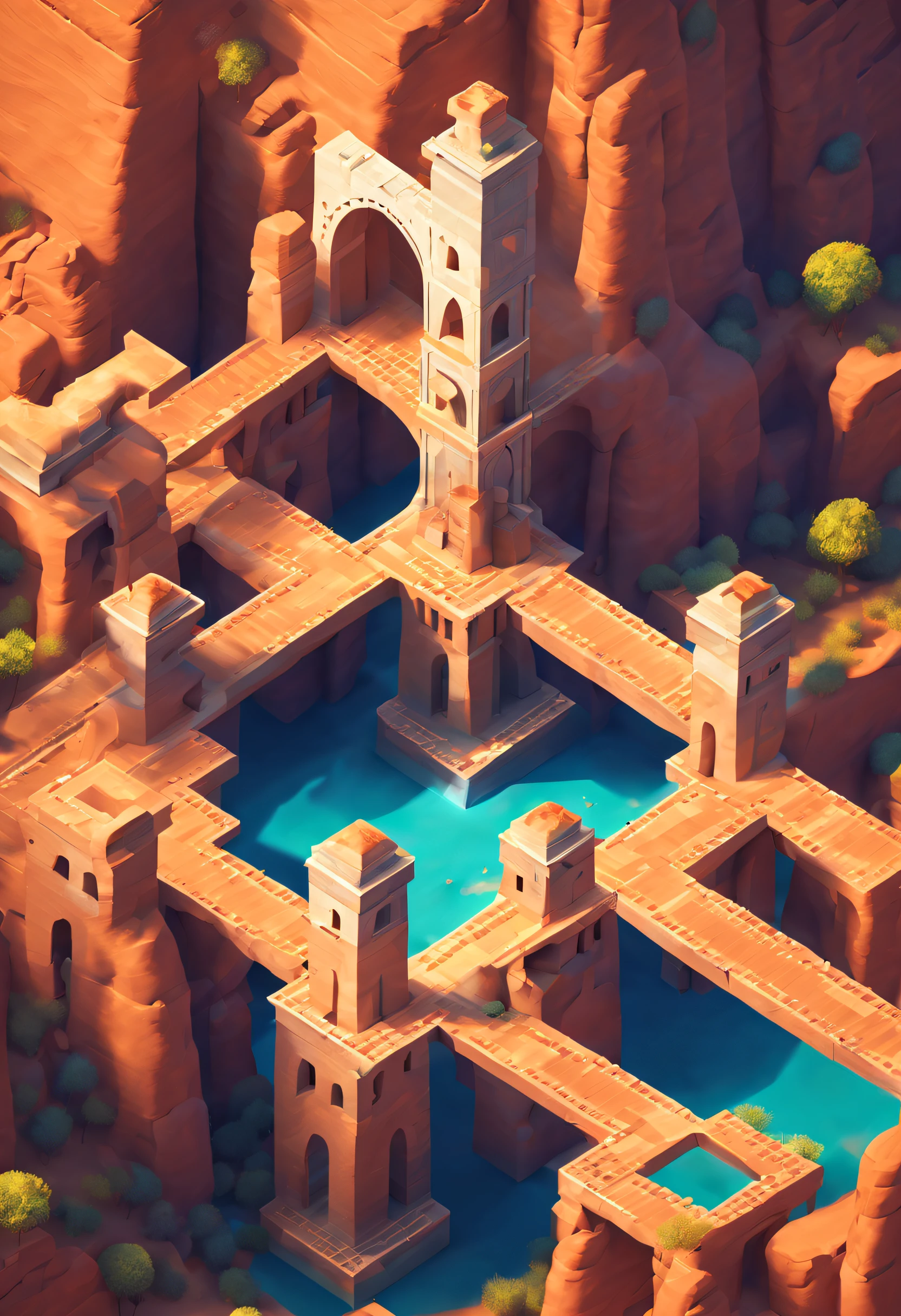 best quality,highres,ultra-detailed,realistic,physically-based rendering,monument valley,mesmerizing landscapes,arches and canyons,geometric structures,vibrant colors,dreamlike atmosphere,natural lighting,scenic vistas,ancient ruins,amazing perspective,shadows and light,exploration and mystery,adventure and wonder,harmony and balance,surreal beauty,majestic formations,mind-bending illusions,serenity and tranquility,awe-inspiring views,otherworldly landscapes,mesmerizing architecture,geometric puzzles,abstract symbolism,symbolic journey,transcendental experience