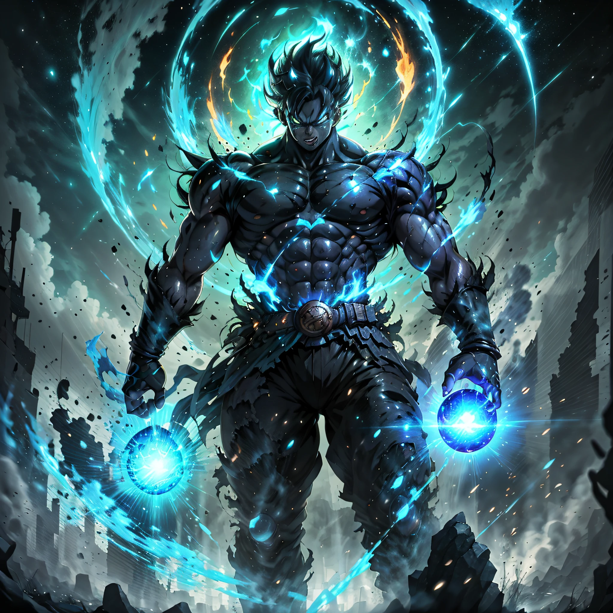 black demon god, transformed state mode, ultra instinct, an epic anime of a energy man, fire, lava, holding a planet in one hand, anime epic artwork, Dragon Ball Universe concept art, 4 k manga wallpaper, detailed digital anime art, advanced digital anime art, detailed anime artwork, badass anime 8 k