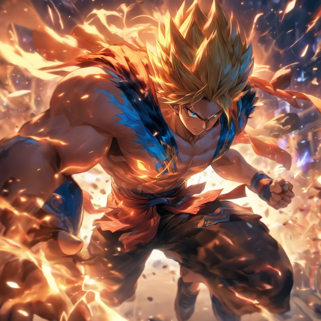 Sett, Hard Punches, Meta Human Muscle, Blow of the Night, Invincible Master, Resilient Man, League Of Legends, Fantastic, Epic, 3D, HD, 8k, HDR, Anime Reallity, Anime Detailed, Anime Style, Super Detailed, High Detailed. Final Detailed.