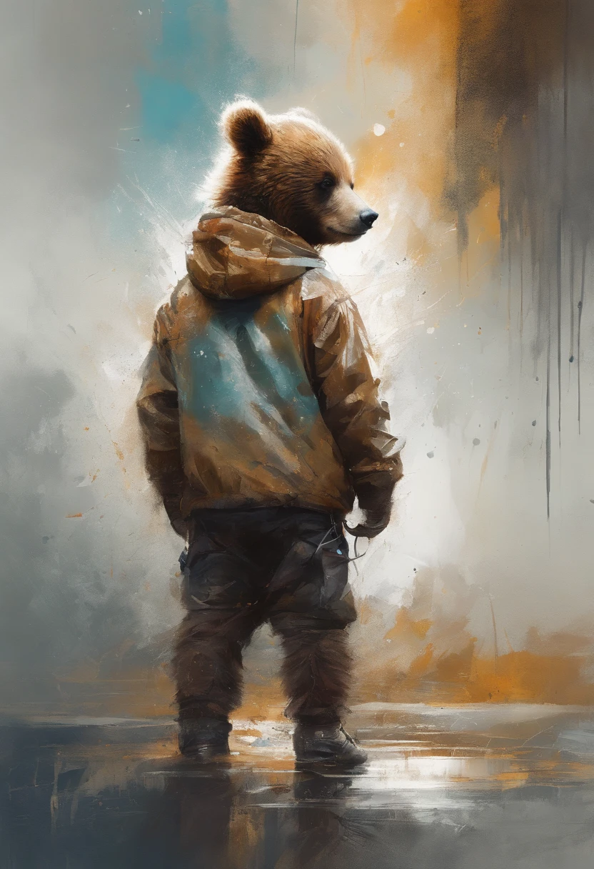 Perfect centering, Cute bear, Wear a student team jacket, Wearing sunglasses, Wearing headphones, cheerfulness, Standing position, Abstract beauty, Centered, Looking at the camera, Facing the camera, Approaching perfection, Dynamic, Highly detailed, Smooth, Sharp Focus, 8K, hight resolution, Illustration, art by carne griffiths and wadim kashin, White background