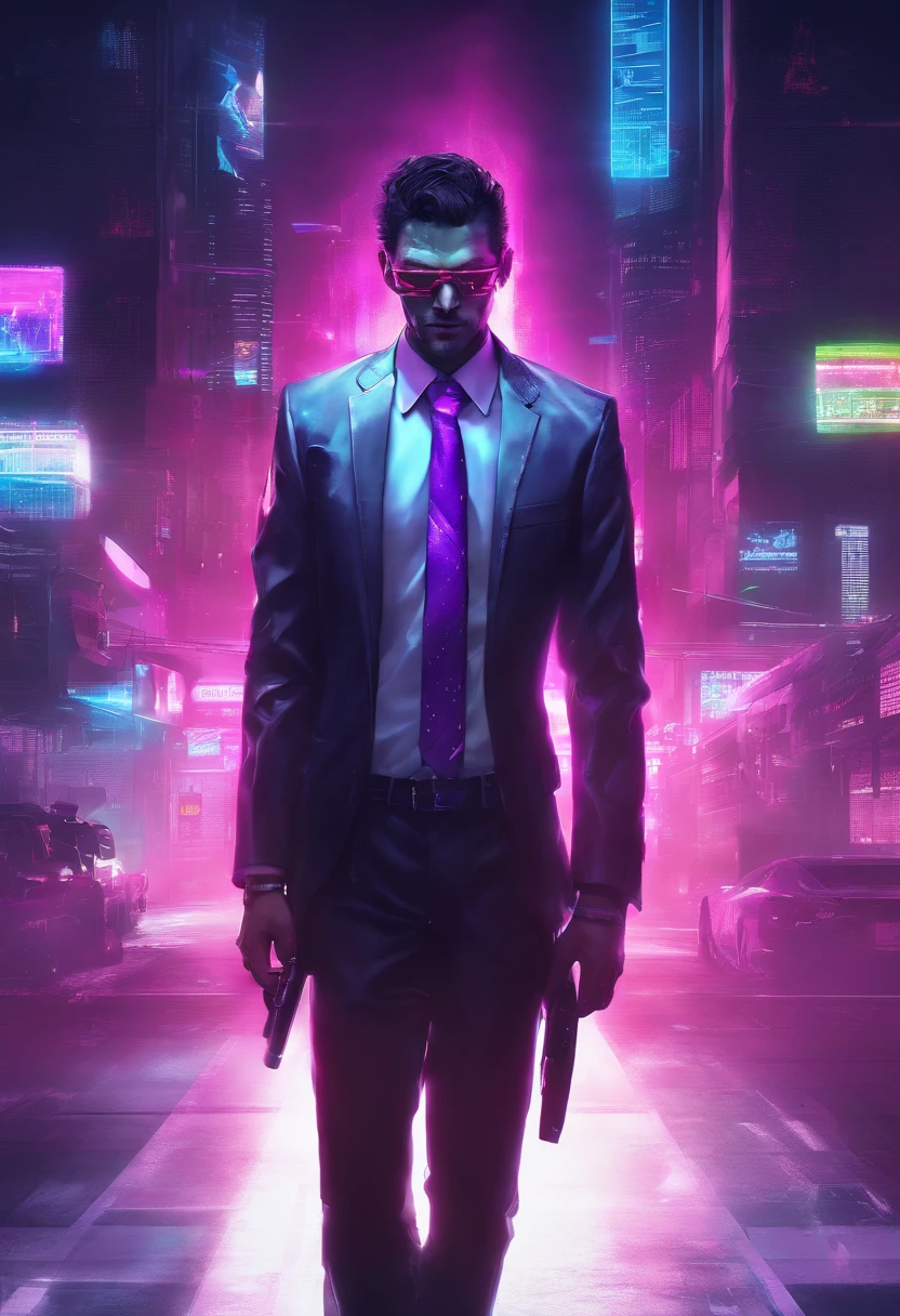((Skinny, lanky, normal, mid-30s, unshaven, white, ((American, pale skin, english)), male, businessman walking under night sky with moon out wearing a basic suit and tie)), cowboy shot, (black short shaggy hair with purple highlights), ((office cubicle background)), (highly detailed photo realistic), sharp focus, ultra high quality, vibrant, masterpiece, (cinematic lighting), ((male))