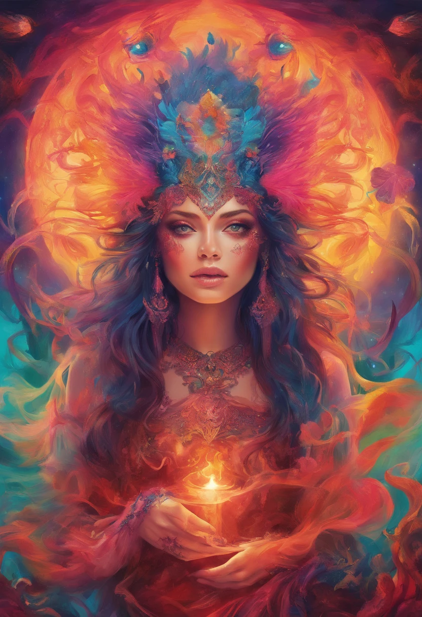 portrait;card;demon card;bright vibrant colors;crisp sharp image