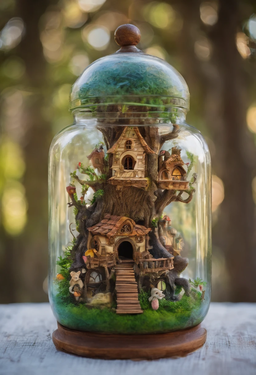 A tree house in a glass jar