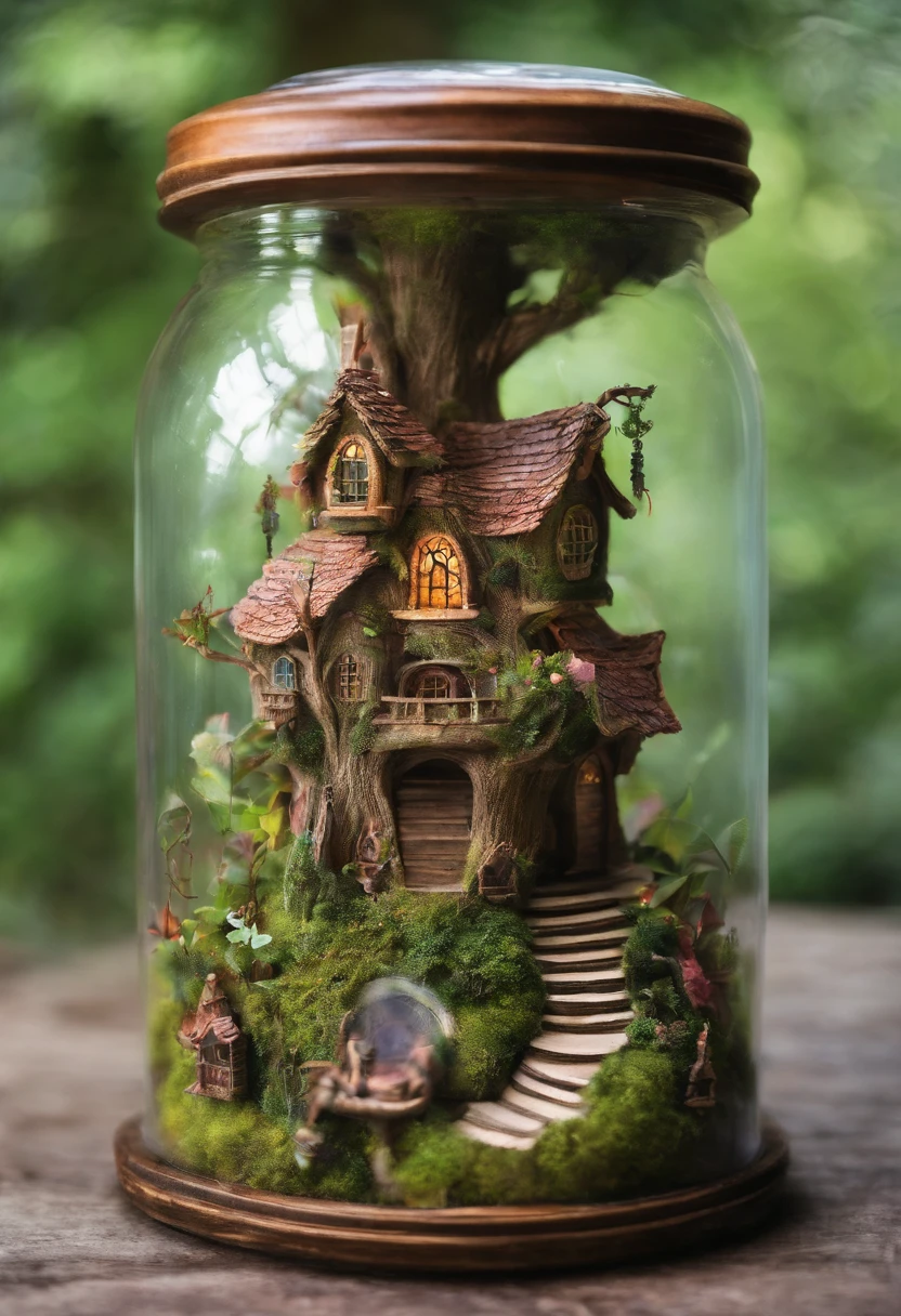 A tree house in a glass jar