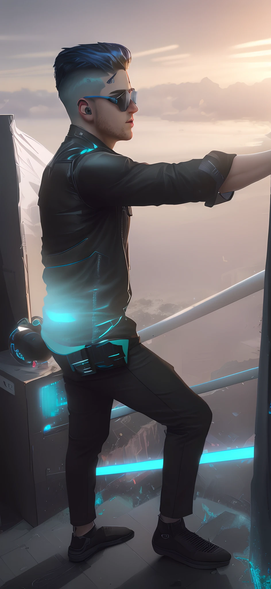 Handsome boy Change background cyberpunk stylish hair in middle of steroids, ultra realistic 8k