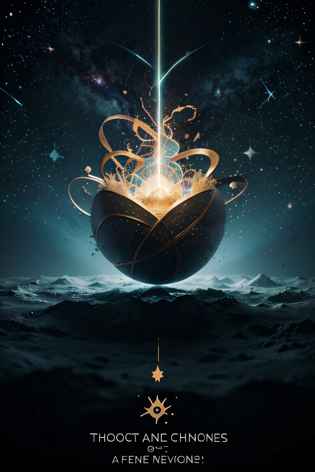 [Panel 1: A cosmic scene with Arceus emerging from an egg in the void.]

Narrator (Text Box): "In the beginning, from the void of nothingness, a single Egg hatched, and Arceus was born."

[Panel 2: Title Page Details]

Title: Pokémon Chronicles: Legends Unveiled
Chapter Title: "Creation and Chaos"