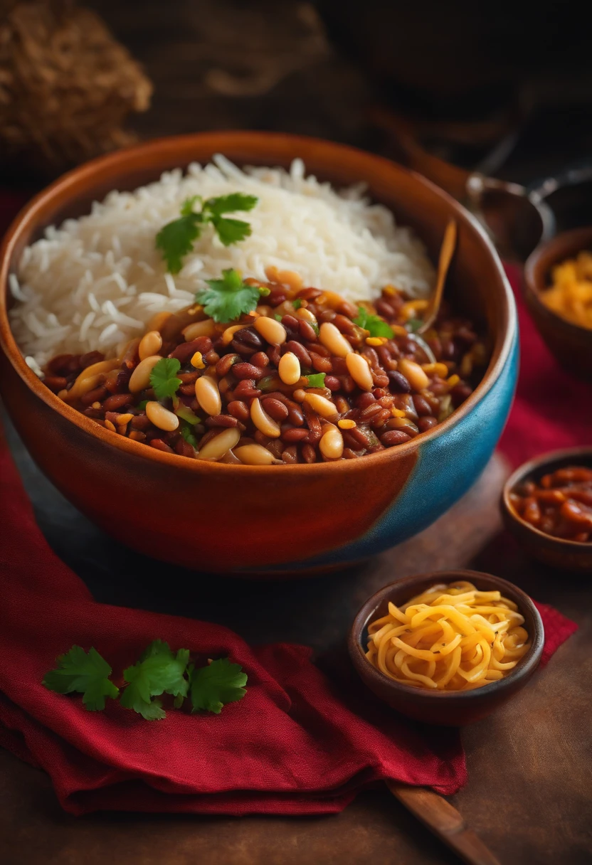 Rice with noodles and beans