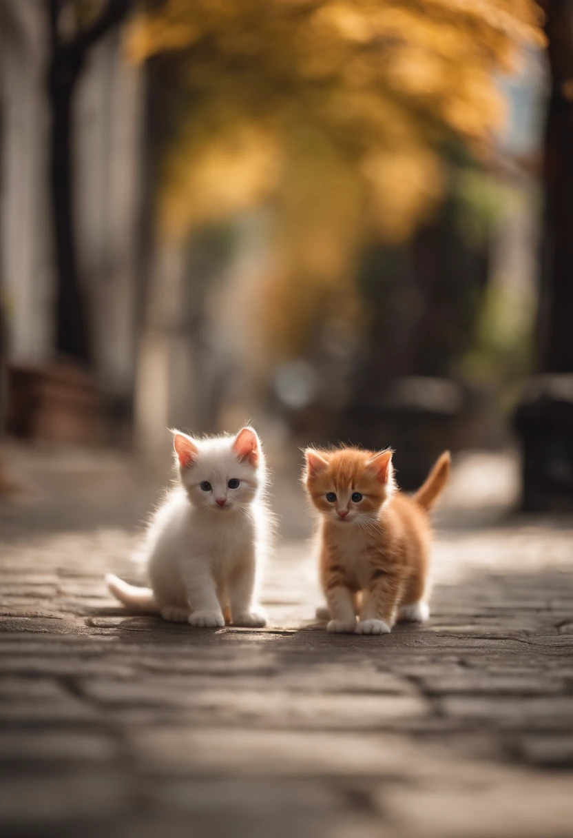 I have two  kittens, a cute little cat, cute kittens, Cutest, Incredibly cute, Adorable and cute, And cute and lovely. They are walking down the street with backpacks, Walking together, commute, Proudly walk down the street, And the cat is walking. They are cute in the style of 🍂 and 🍁, Adorable and cute, Cute and adorable, oh, nice and cute. They are known as real-life Tom and Jerry.