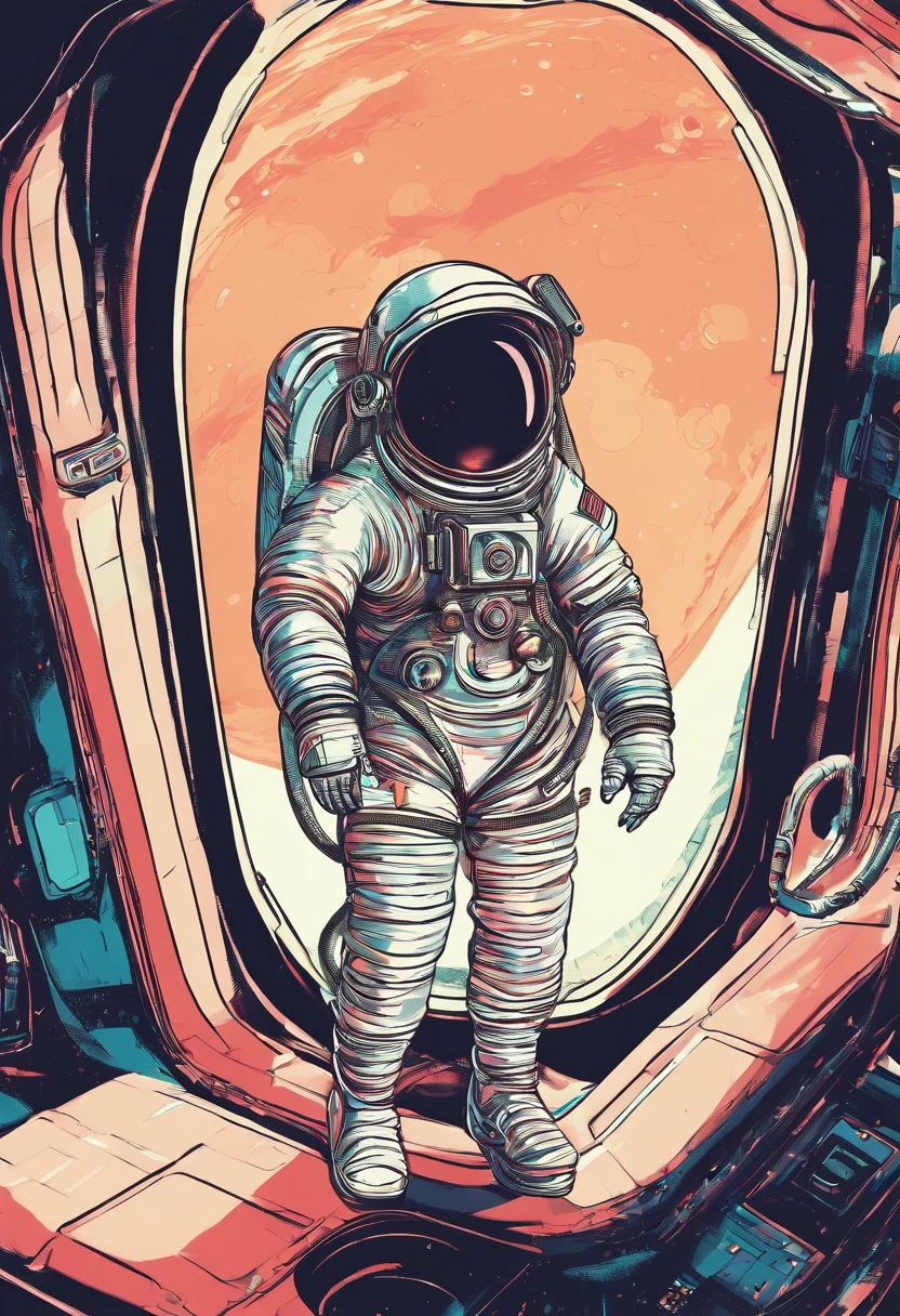 Rendering style,The astronaut looks out the spacecraft window,Large area of windows,