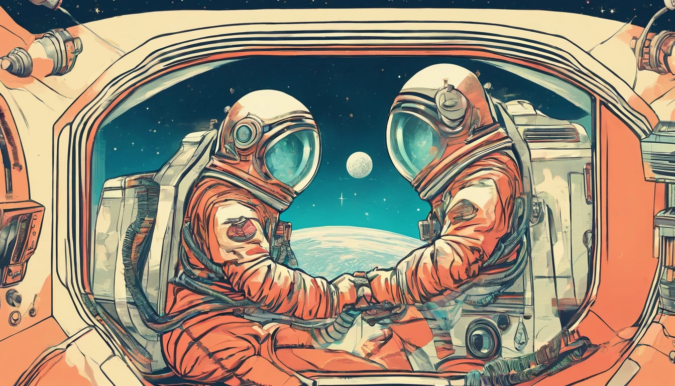 Rendering style,The astronaut looks out the spacecraft window,Large area of windows,