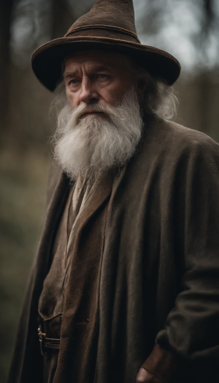 A portrait of a wizard, bearded, wrinkled, weathered, with piercing eyes, detailed face, high details, photography, natural light, Nikon D850, 50mm, f/1.4