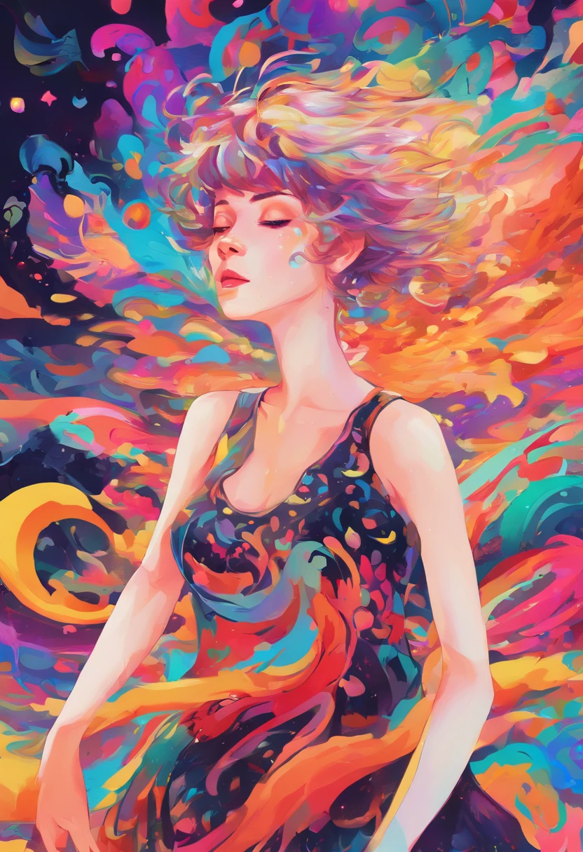 ((top-quality, 8K)), (Realistic), (Face Focus: 1.1), (white and black: 1.3), Kawaii Girl, short-hair,
Hair fluttering in the wind, Facing to the side, Look up at your face, Eyes closed, (Sleeveless: 1.1)、Skirt, D Cup Breasts,