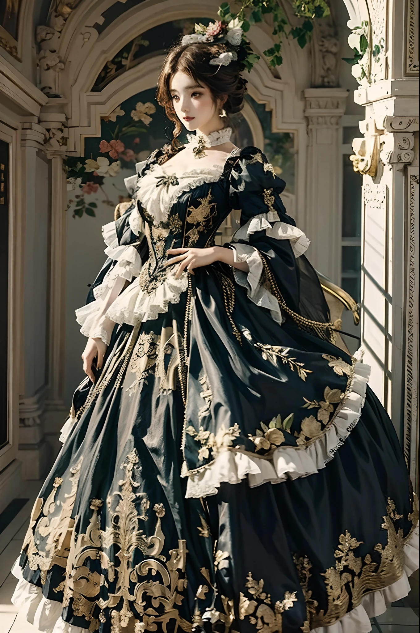 (masterpiece), (best quality), (perfect body), 1girl, stunning beauty, beautiful girl, Victorian Aesthetic Outfit, long dress, ancient