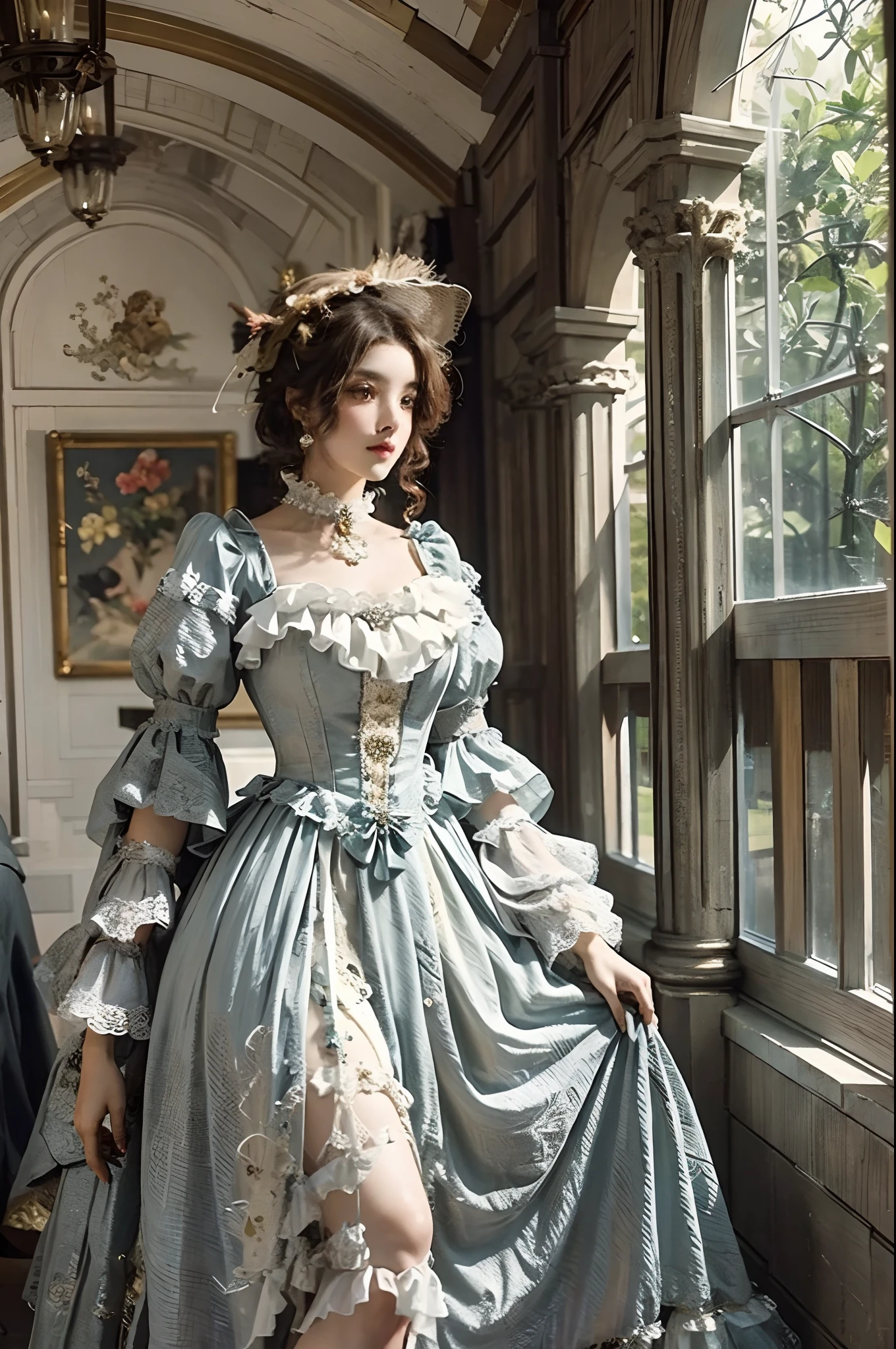 (masterpiece), (best quality), (perfect body), 1girl, stunning beauty, beautiful girl, Victorian Aesthetic Outfit, long dress, ancient