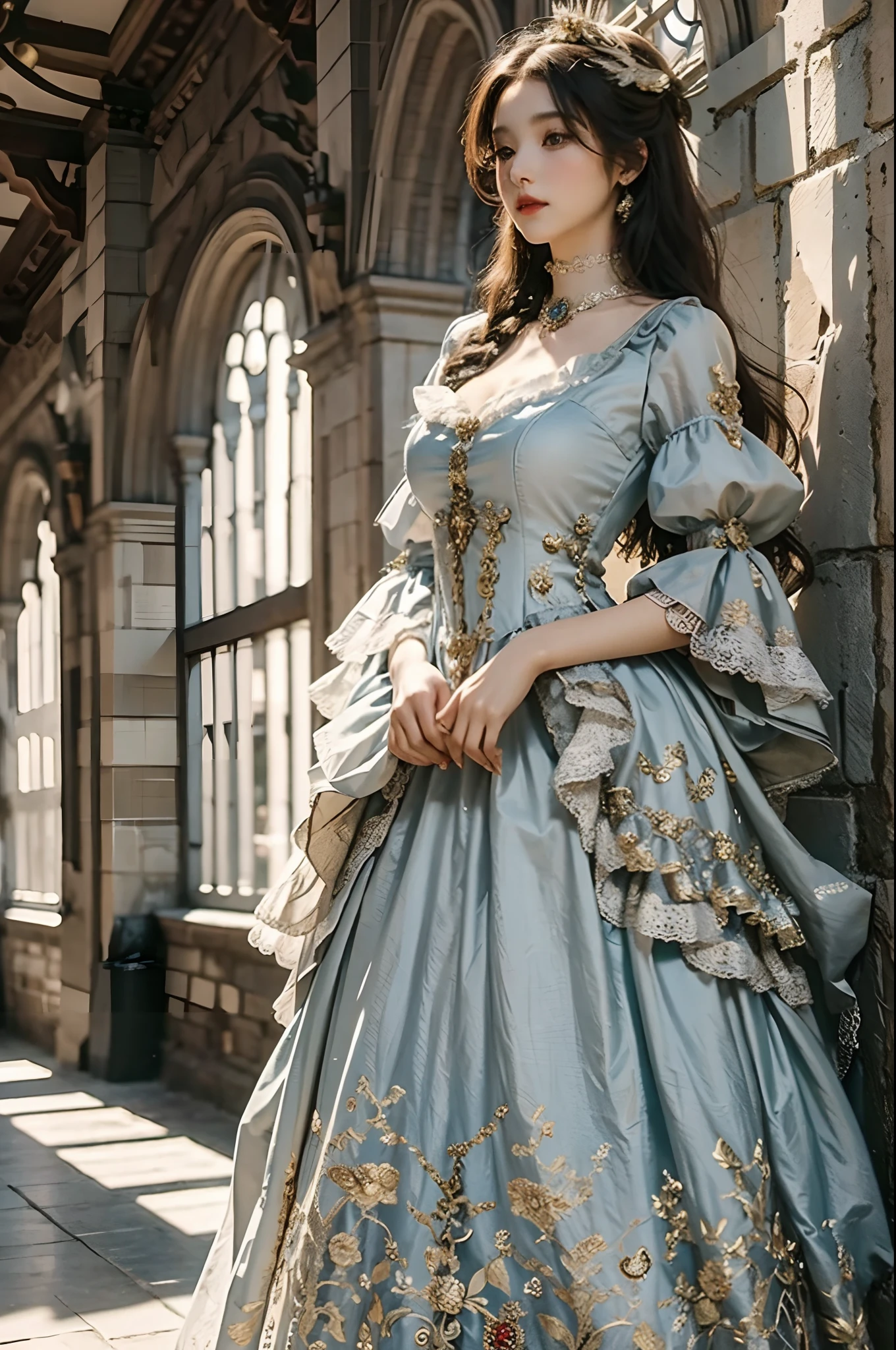 (masterpiece), (best quality), (perfect body), 1girl, stunning beauty, beautiful girl, Victorian Aesthetic Outfit, long dress, ancient