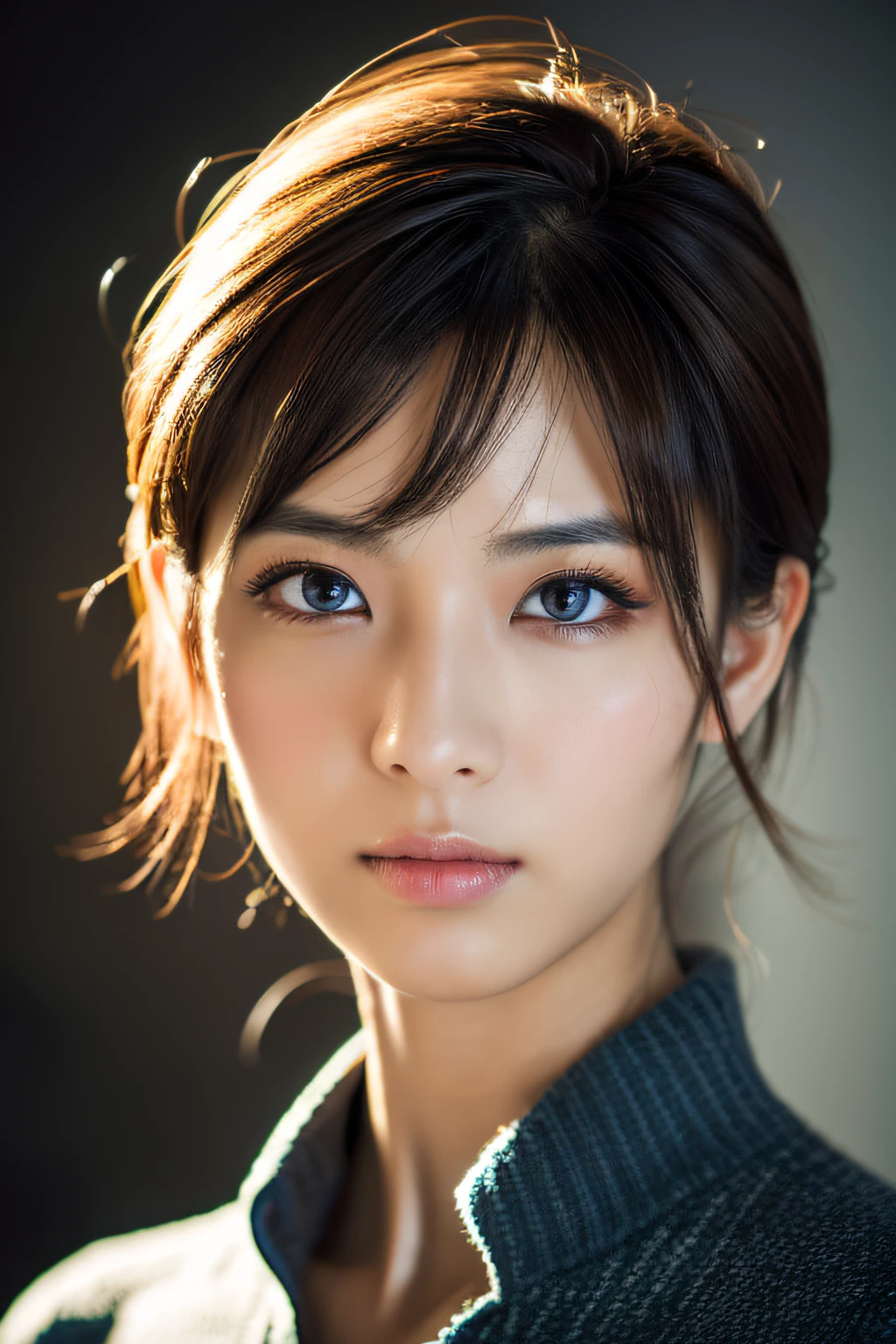 (best quality, highres, masterpiece:1.2), 1male, nishimura riki from enhypen, ultra-detailed, realistic:1.37, HDR, studio lighting, sharp focus, extreme detail description, professional, vivid colors, bokeh, portraits, upturned eyes, flawless skin, blurred photography, casual pose, dramatic lighting