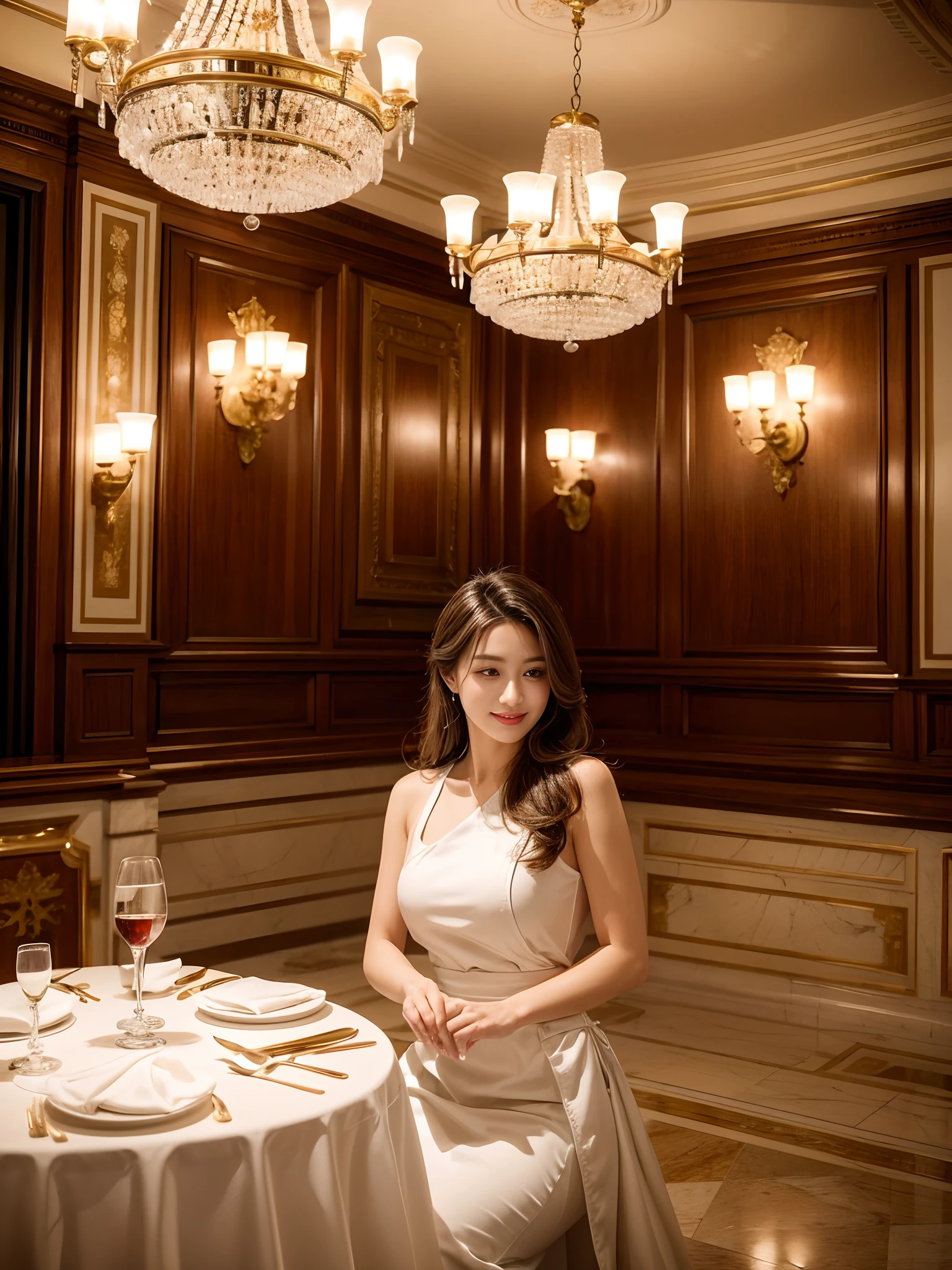 beautiful waitress, fancy restaurant, elegant interior, polished marble floors, crystal chandeliers, fine dining experience, gourmet cuisine, attentive service, exquisite table settings, soft candlelight, live piano music, top-quality ingredients, mouth-watering presentation, perfectly cooked dishes, artistic plating, rich flavors, sommelier's wine pairings, sophisticated diners, laughter and conversation, stylish uniforms, impeccable hygiene, confident and friendly demeanor, graceful movements, impeccable attention to detail, refined atmosphere, prestigious clientele, bustling kitchen, smell of freshly baked bread, clinking glasses, celebratory atmosphere, satisfied smiles, unforgettable dining experience.