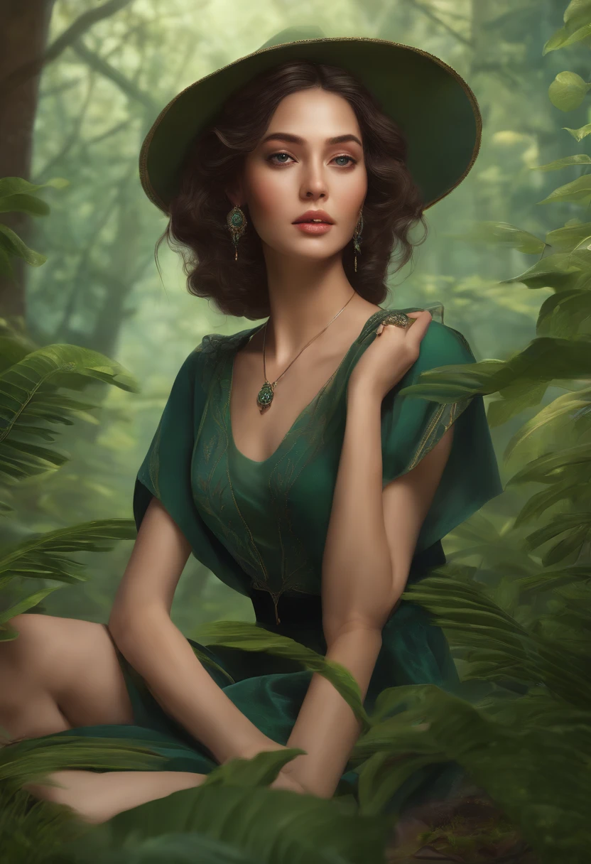Tratric Mantis,Short,Mantis Sleeve,Solo, 1girl in,Full body,Sitting,Forest background,masutepiece,Solo,Beautiful detailed eyes,finely detail,Detailed face,Vivid Color,5 fingers,Finely detailed,Hyper Detailed,Detailed hand,8K,finely detailed beautiful eye,High resolution illustration,Best Quality,