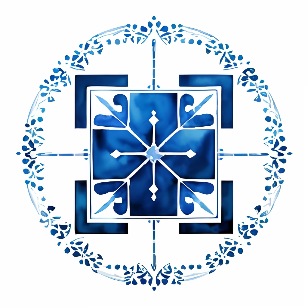 Vector art , pattern of blue lines , white background, watercolor