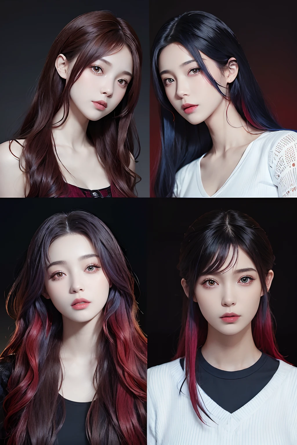 2 students,1 person with red hair,2 people with black hair,sexly,realistically,realistic