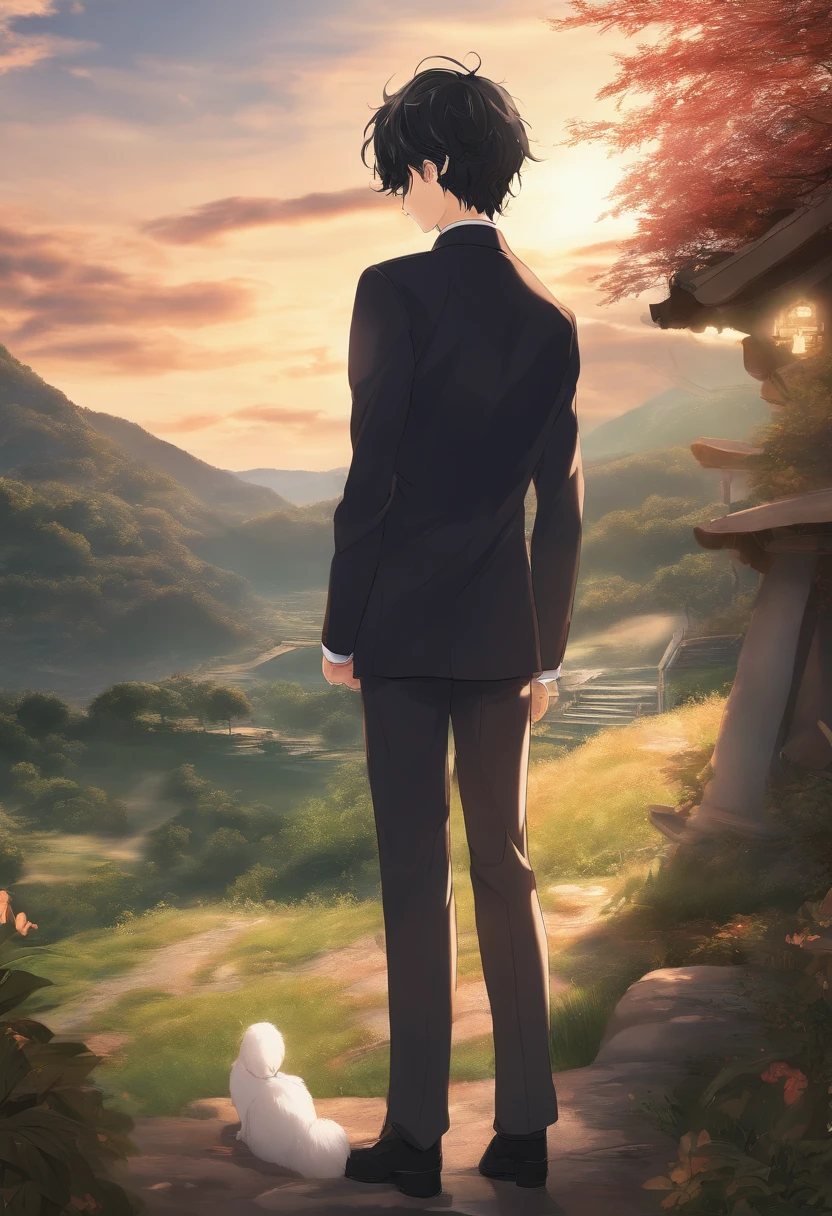 Anime handsome boy real rear appearance changing background