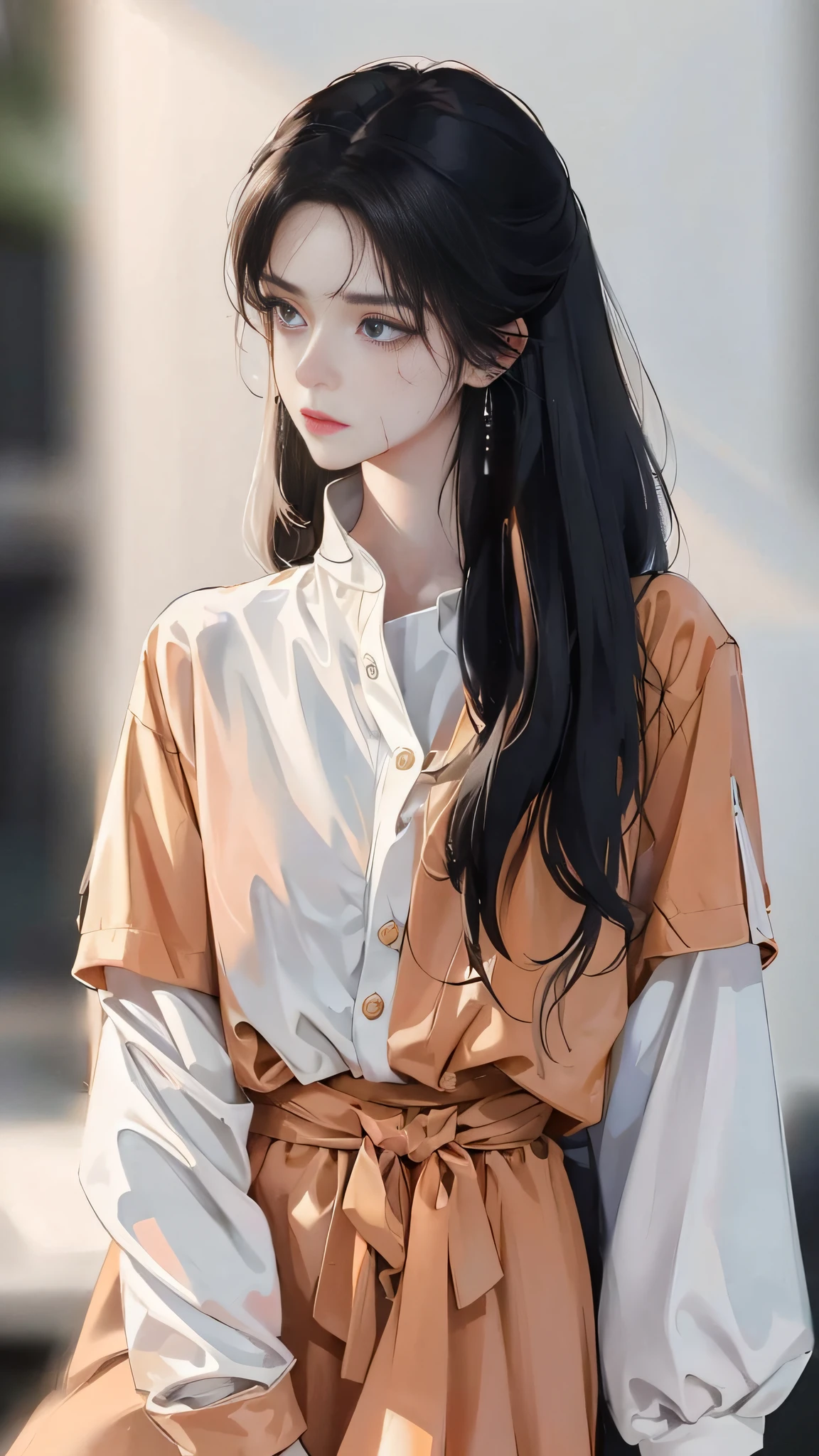 Masterpiece, Excellent, Night, Outdoor, Rainy Day, Branches, Chinese Style, Ancient China, 1 Woman, Mature Woman, Silver-White Long-Haired Woman, Gray-Blue Eyes, Pale Pink Lips, Indifference, Seriousness, Bangs, Assassin, Sword, White Clothes, Blood, Violence, Death, Injury, Blood, Facial Bloodstain, Lots of Blood, Facial Details, Facial Details,