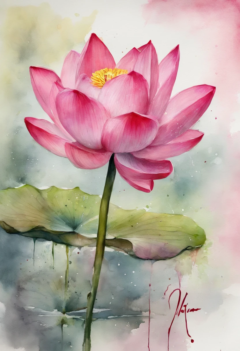 Pink lotus painting with splash background and spray paint effect, by Eugeniusz Zak, watercolor art, by Károly Lotz, Watercolor painting, watercolor painting style, Watercolor Detail Art, by Reuben Tam, watercolor digital painting, watercolor, Expertly detailed watercolors, watercolor art, Grzegorz Rutkowski