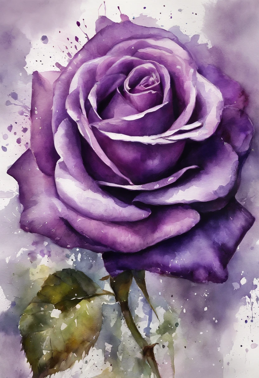 Purple rose painting with splash background and spray paint effect, by Eugeniusz Zak, watercolor art, by Károly Lotz, Watercolor painting, watercolor painting style, Watercolor Detail Art, by Reuben Tam, watercolor digital painting, watercolor, Expertly detailed watercolors, watercolor art, Grzegorz Rutkowski