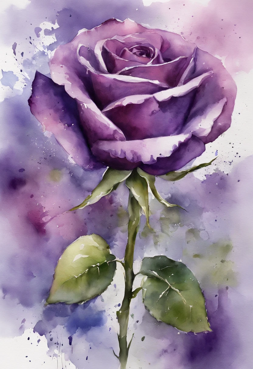 Purple rose painting with splash background and spray paint effect, by Eugeniusz Zak, watercolor art, by Károly Lotz, Watercolor painting, watercolor painting style, Watercolor Detail Art, by Reuben Tam, watercolor digital painting, watercolor, Expertly detailed watercolors, watercolor art, Grzegorz Rutkowski