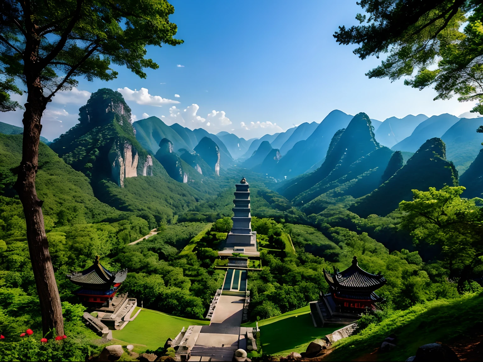 Valley of the Monument to Chinese Heroes in the forest，geomerty