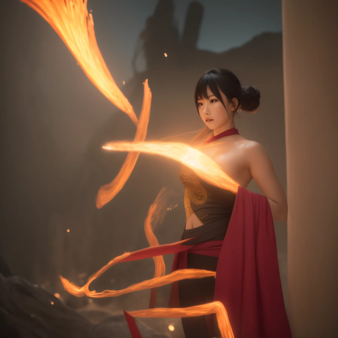 CG Giant Secret Realm,Asian women pose in colorful bikinis, Realistic secret manga girl rendering, detailed face of a asian girl, Realistic in the secret world, Smooth CG art, Realistic. Cheng Yi, Realistic secret style, A lovely secret rendering, Rendu portrait 8k, Render character art 8 K, Kawaii realistic portrait, (Linen batik scarf), Angry fighting stance, looking at the ground, Batik linen bandana, Chinese python pattern long-sleeved garment,Uncharted(Abstract propylene splash:1.2), Dark clouds lightning background,废墟(realisticlying:1.4),Black color hair,Flour fluttering,Telephoto lens high, A high resolution, the detail, RAW photogr, Sharp Re, Nikon D850 Film Stock Photo by Jefferies Lee 4 Kodak Portra 400 Camera F1.6 shots, Rich colors, ultra-realistic vivid textures, Dramatic lighting,8K quality, Girls,Backstreets, Dark clouds lightning background(realisticlying:1.4),Black color hair,Uncharted, RAW photogr, Sharp Re, Nikon D850 Film Stock Photo by Jefferies Lee 4 Kodak Portra 400 Camera F1.6 shots, Rich colors, ultra-realistic vivid textures, Drama light film CG society,Tropical canyon battle scene、Chinese big breasts、Vintage trench coat、three kingdom、ember、100 people、Faraway view、intense battles、high detal、masuter piece、NSFW,Multi-layered long-sleeved gauze garment,Quick-dry vest,Colorful cotton and linen sweater,Red and black snake cloak cloak,Doomsday ruins(Uncharted)Climb the streets(Armageddon)eyes filled with angry,He clenched his fists