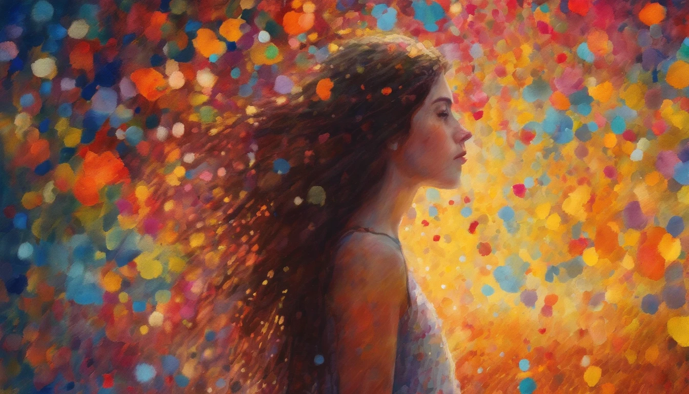 (Best Quality,masutepiece:1.2),(Bright gradient watercolor,Vibrant colors),(Dreamy, Ethereal),(multicolored background),(1girl in)