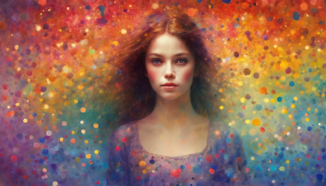 "(best quality,masterpiece:1.2),sharp focus,(vivid watercolor gradient,bright colors),(dreamy, ethereal),(multicolored background),(1 Australian girl)"