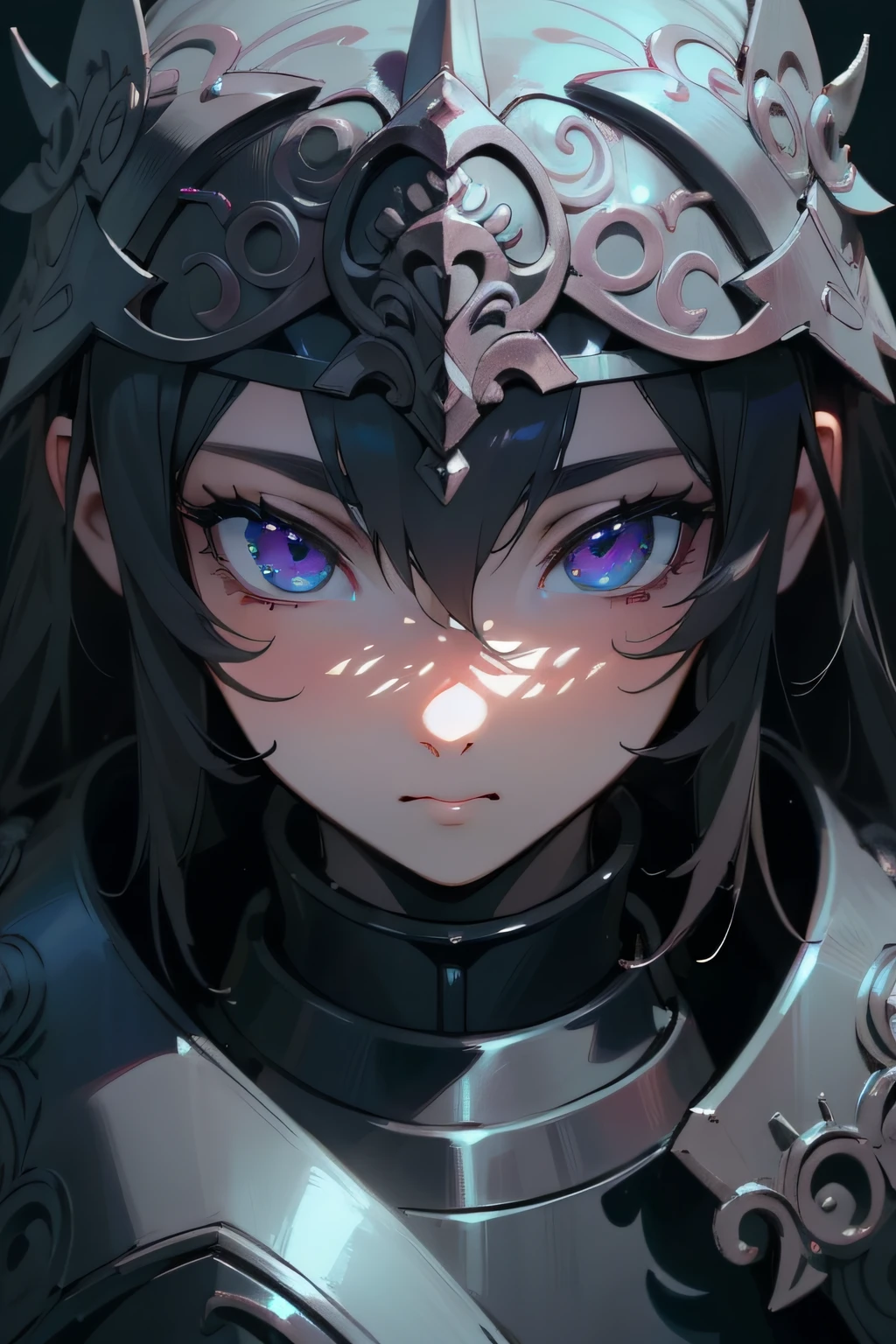 a sserafimsakura, perfect eyes, (ultra realistic:1.5), (standing in forest:1.2), (close-up photo:1.5), (black paladin armor:1.2), (intricate:1.2), (looking at camera:1.2), (best quality:1.2),