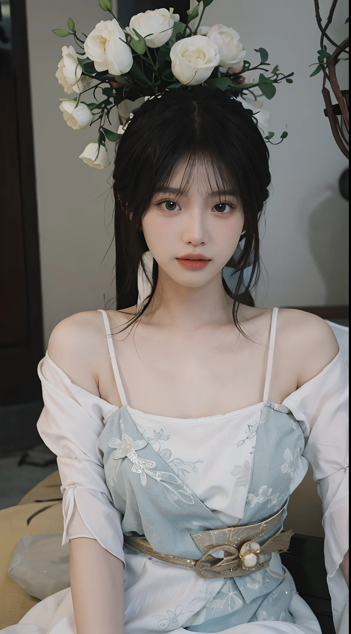 best qualtiy,tmasterpiece,超高分辨率,(realisticlying:1.4),Close-up of white dress, gorgeous chinese models, Gorgeous young Korean woman, beautiful Korean women, yanjun cheng, xintong chen, ruan jia beautiful!, Beautiful young Korean woman,