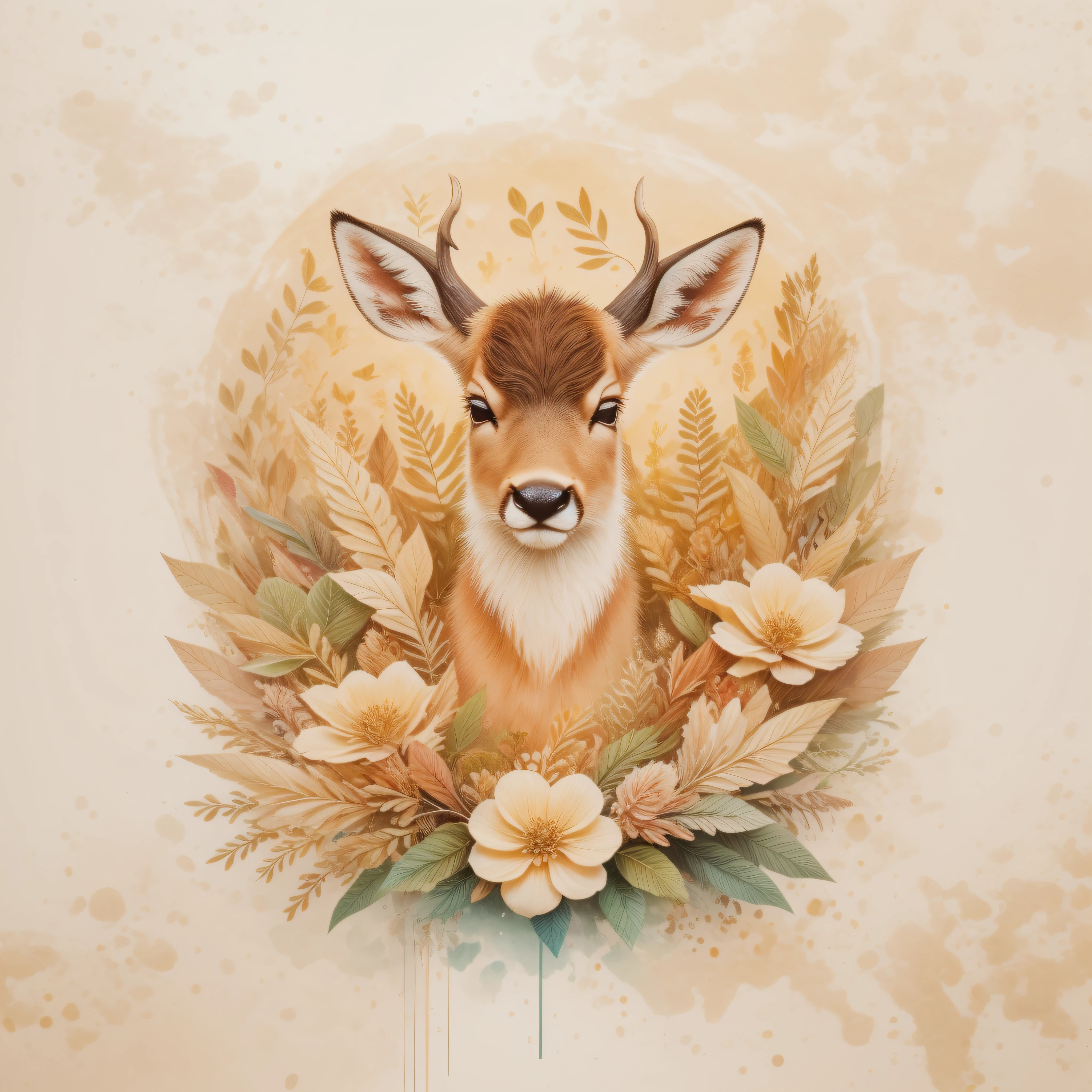 There's a deer sleeping on a pile of leaves and mushrooms, cierbo caprichoso,Ethereal Deer, por Jeka Kemp, Beautiful autumn spirit, autumn, Deer illustration, por Andrée Ruellan, Lindo erizo, por Caroline Chariot-Dayez, Cierbo de animales, Teniente Zofia Stryjenska, El encantador cierbo, Inspirado en Nicoletta Ceccoli