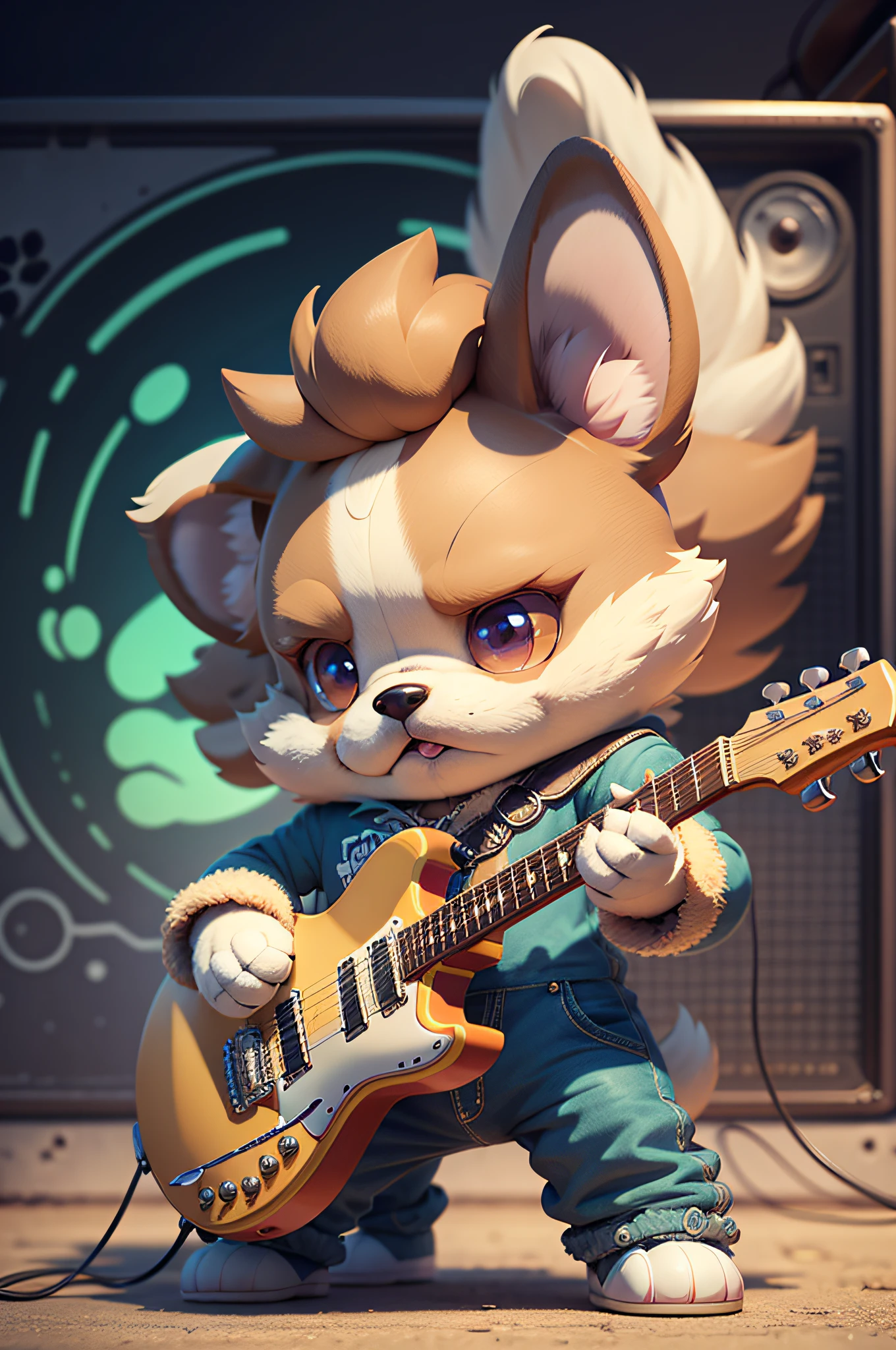 Cartoons of guitarists、Anthropomorphic toy poodle dog