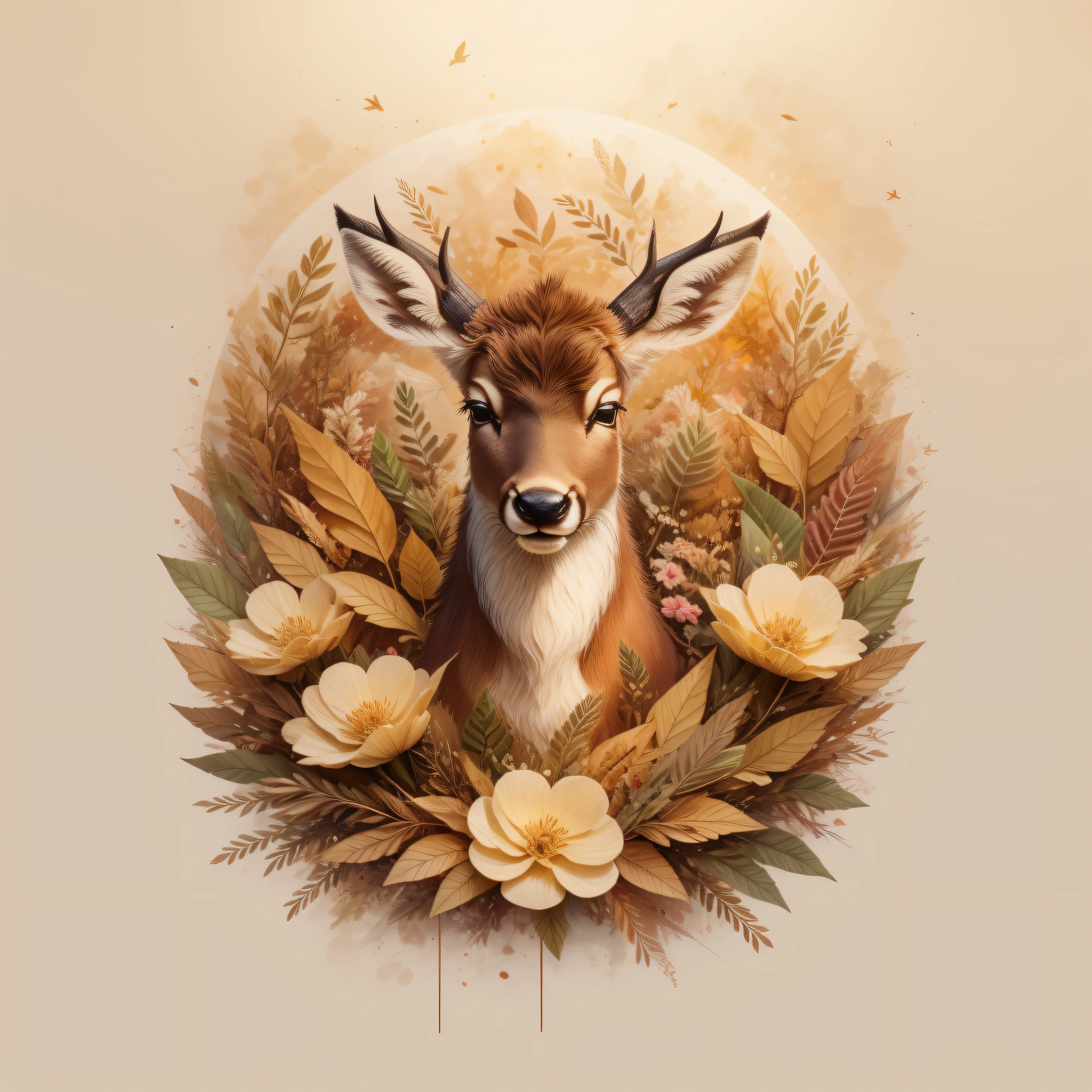 There's a deer sleeping on a pile of leaves and mushrooms, cierbo caprichoso,Ethereal Deer, por Jeka Kemp, Beautiful autumn spirit, autumn, Deer illustration, por Andrée Ruellan, Lindo erizo, por Caroline Chariot-Dayez, Cierbo de animales, Teniente Zofia Stryjenska, El encantador cierbo, Inspirado en Nicoletta Ceccoli