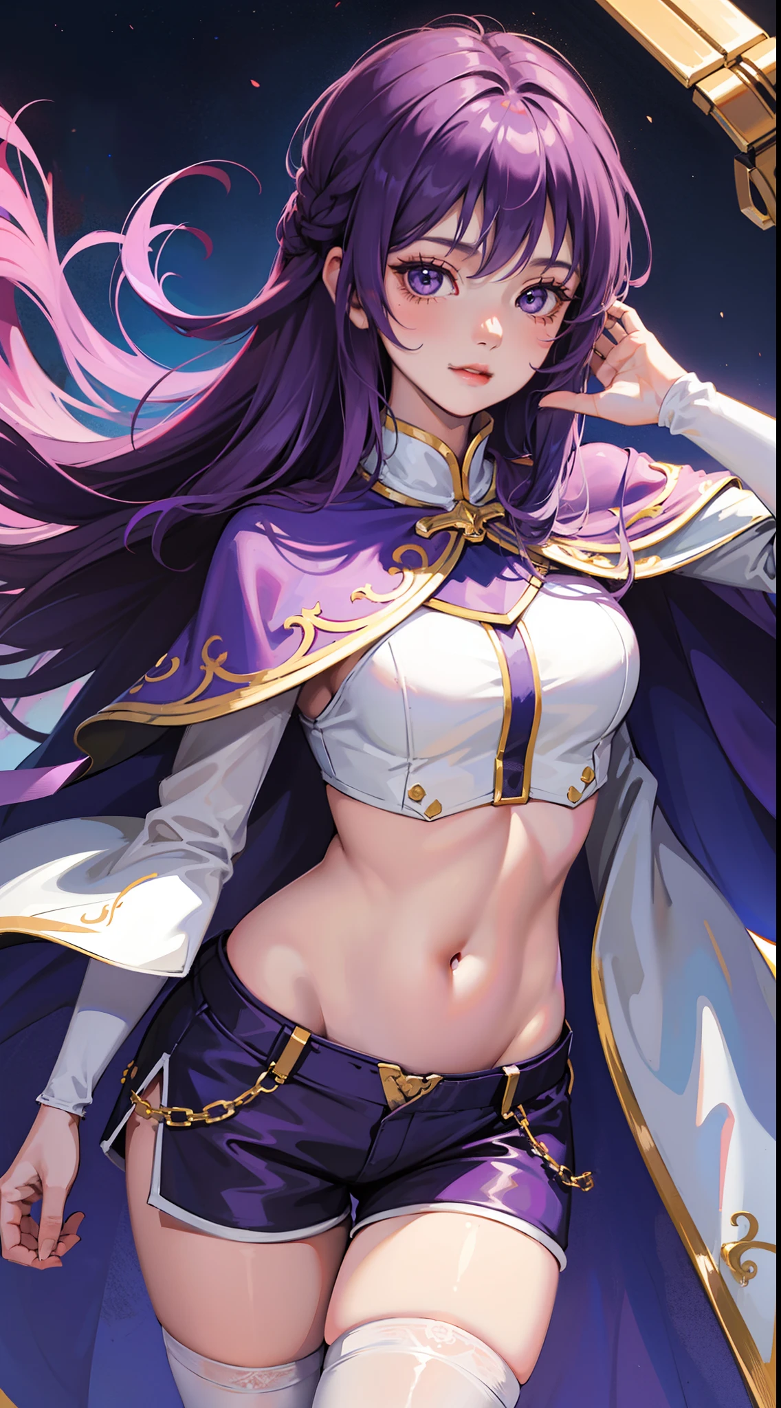masterpiece、1 beautiful girl、Beautiful Eyes、smile、Puffy eyes、Highest quality, 超High resolution, (reality: 1.4), Cinema Lighting、so beautiful、Beautiful Skin、(Ultra-realistic)、(High resolution)、(8k)、(Very detailed)、(Beautiful Eyes)、(Very detailedな)、 、Detailed face、Bright lighting、Professional Lighting、Looking at the audience、Look straight ahead、Diagonal bangs、Perfect cosplay,((masterpiece, Highest quality,Edge Quality)), 
Edge DQ, Long Hair, chest, smile, blue eyes, large chest, gloves, belly button, chestの谷間, Bright purple hair,  choker, elbow gloves, sword, bikini armor, Winged Helmet, red armor ,wearing Edge DQ_armor、Muscular、(((Put your hands on your head、Put your hands on your hips、Please put your hands together in front of you.、Place your hands behind your back)))、(((Coastal)))、(((Take photos from the buttocks and back)))、(Topless:1.5)