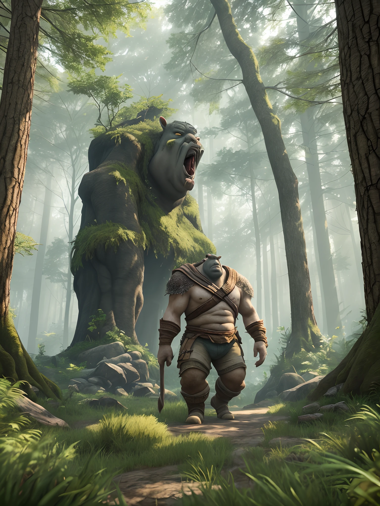 ogre in the middle of the forest, unreal engine, professional photo --auto --s2