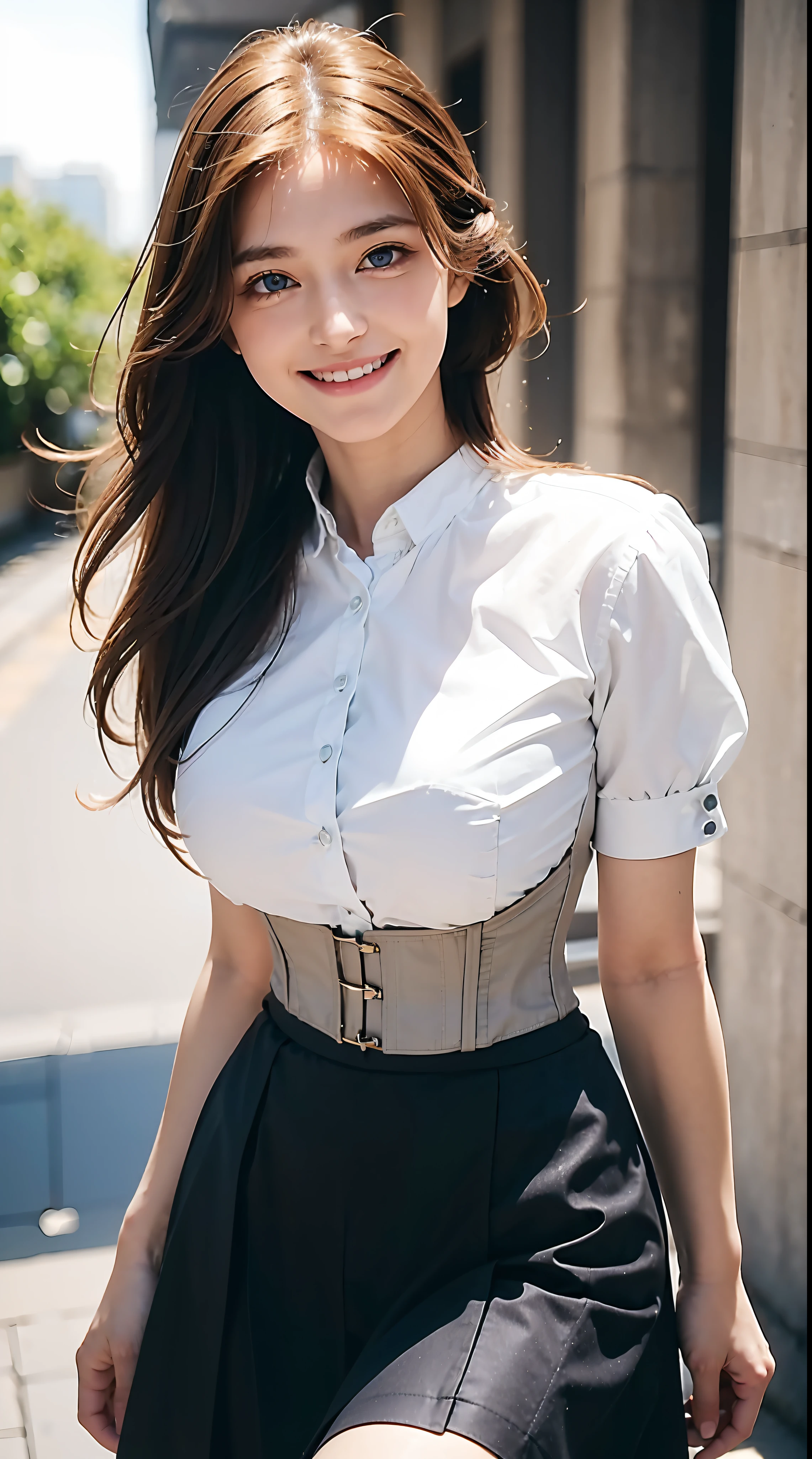 (best quality,4k,highres),ultra-detailed,realistic,cosplay,student uniform, smile, unbutton clothes, unbutton t-shirt, mini skirt, (skirt lift up:1.5), open legs,beautiful woman,(big breasts:1.5), show nipples detailed, dark hairy pussy, pubic hair,vivid colors,portrait,soft lighting
