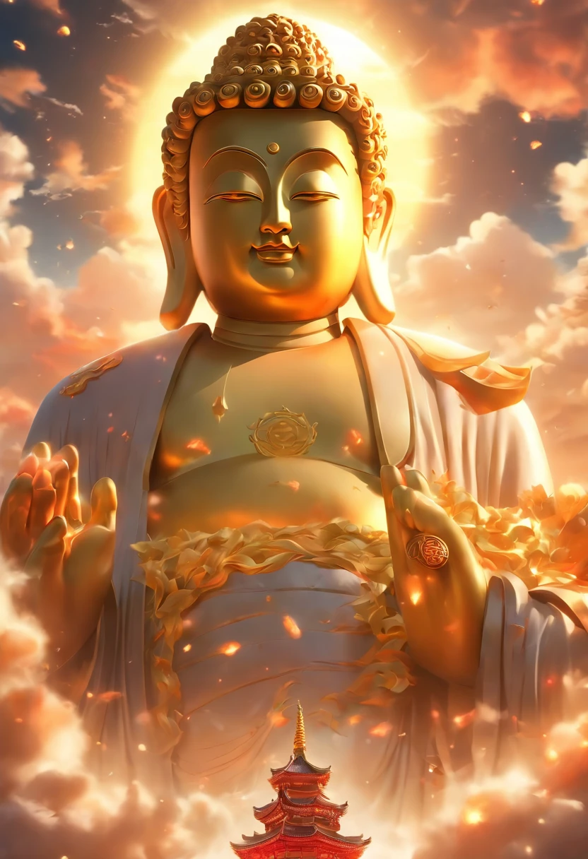 ((masutepiece)),(Best quality)),China style,In the sky, The clouds form a huge white Buddha statue,Thick clouds,and the sun was shining brightly,Pilgrims on the road,Hyper-realistic,Ultra photo realsisim,White seeds,8K,High definition,high qulity,Works of masters,super-fine,(((OC renderer)))
