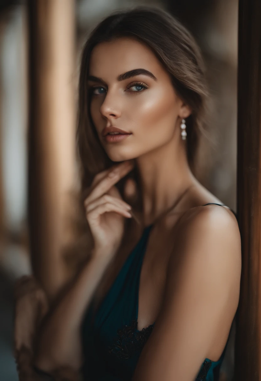 Arafed woman completely , fille sexy aux yeux bruns, ultra realist, Meticulously detailed, Portrait Sophie Mudd, cheveux bruns et grands yeux, selfie of a young woman, (dynamic pose:1), Dubai Eyes, sans maquillage, , looking straight at camera, Visage avec Artgram, Maquillage subtil, Superbe photo du corps entier bikini, dans une piscine en grece, ((portrait:1.4)),