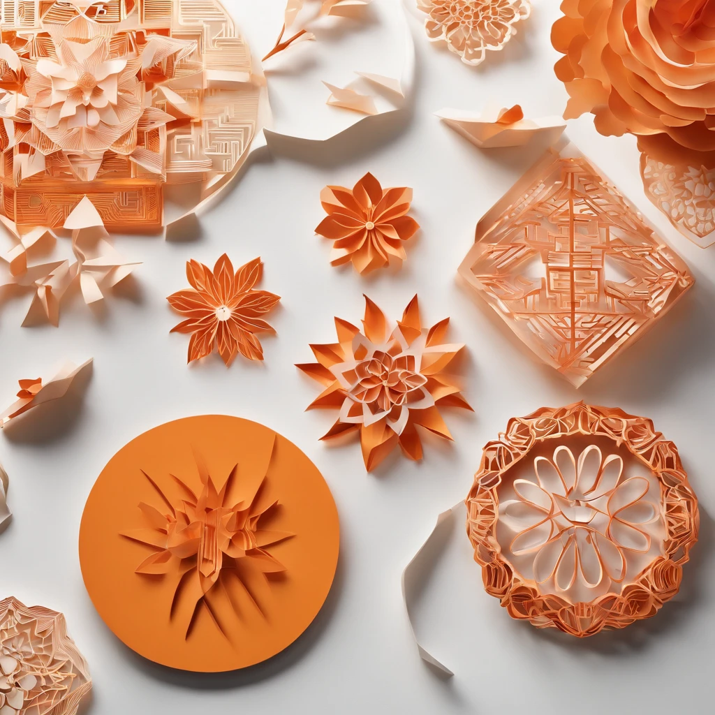 Flat paper cut style,((Chinese Shandong multigrain pancakes)),sportrait,orange colors,Paper,Color blocking,((round form))