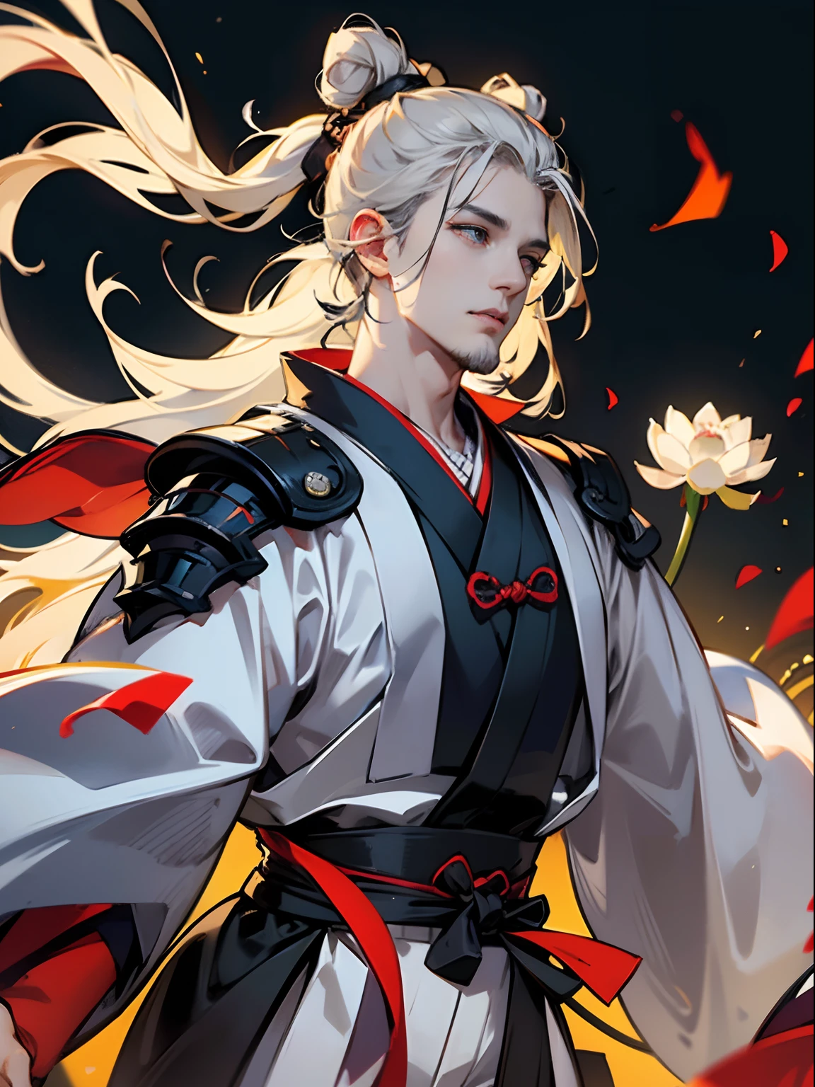 An old man,70 years old,Long white beard,Taoist,shadowboxing,yin yang,Exudes a powerful aura. Wearing a Taoist robe.(White pants),Gossip mode ,2K, best qualtiy,Masterpiece, Super detail, High details,Well-made beard, Samurai bun,back,(High- sharpness,ultra - detailed), tmasterpiece, 独奏,Cyan clothes, A kind expression, 详细的脸, Look up at the sky, swirles, salama,Complicated details, , 独奏, detailedbackground,Hover in the air,(Floating lotus)、Backlit realistic lighting、Armory、Hair flutters in the wind,Surrounded by ink, Clear face, Clear and bright eyes, High detail, (A high resolution, ultra - detailed), Cinematic lighting, Motion blur, Ray tracing, reflective light, (Close-up), Masterpiece, Best quality, High quality, Anatomically correct, Textured skin, High details, Super detail, 1080p, hyper HD,