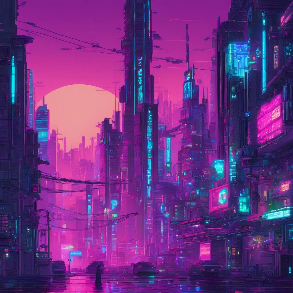cyberpunk, night city , cyan and purple light, high resolution, 8k resolution, masterpiece , neon light from building, modern city, high detail, high pixel, neon light at night, good lighting, city view, future, futuristic,