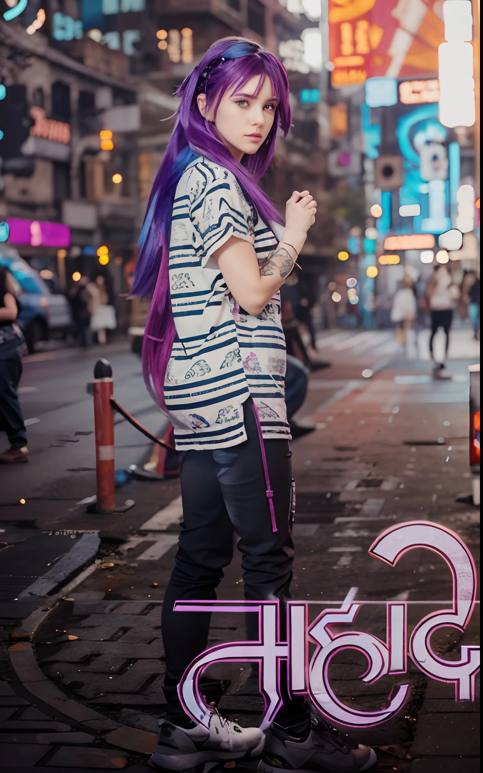 Beautiful girl Change background cyberpunk stylist hair style, ultra realistic 8k